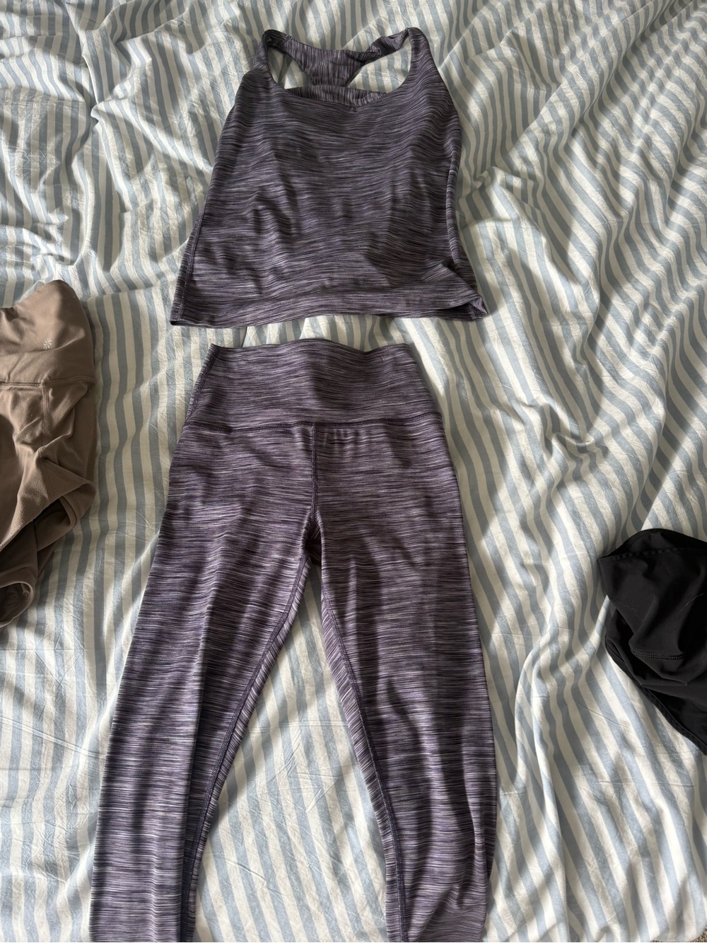 Athleta Heathered Purple Active Set - Crop Tank & High-Waist Leggings